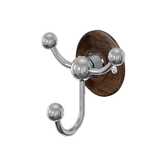 Triple Robe Hook with Walnut Backplate